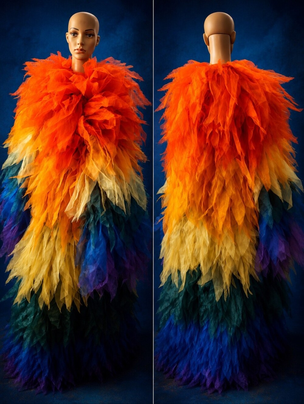 RAINBOW DRAPED OPERA COAT